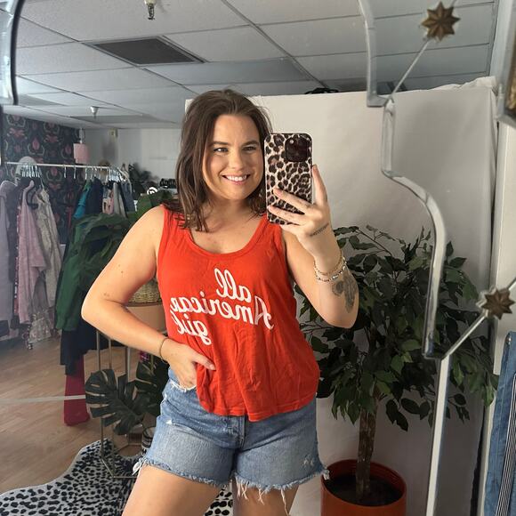 Wildfox All American Girl Scoop Neck Tank Top Red Size Small - Picture 5 of 5